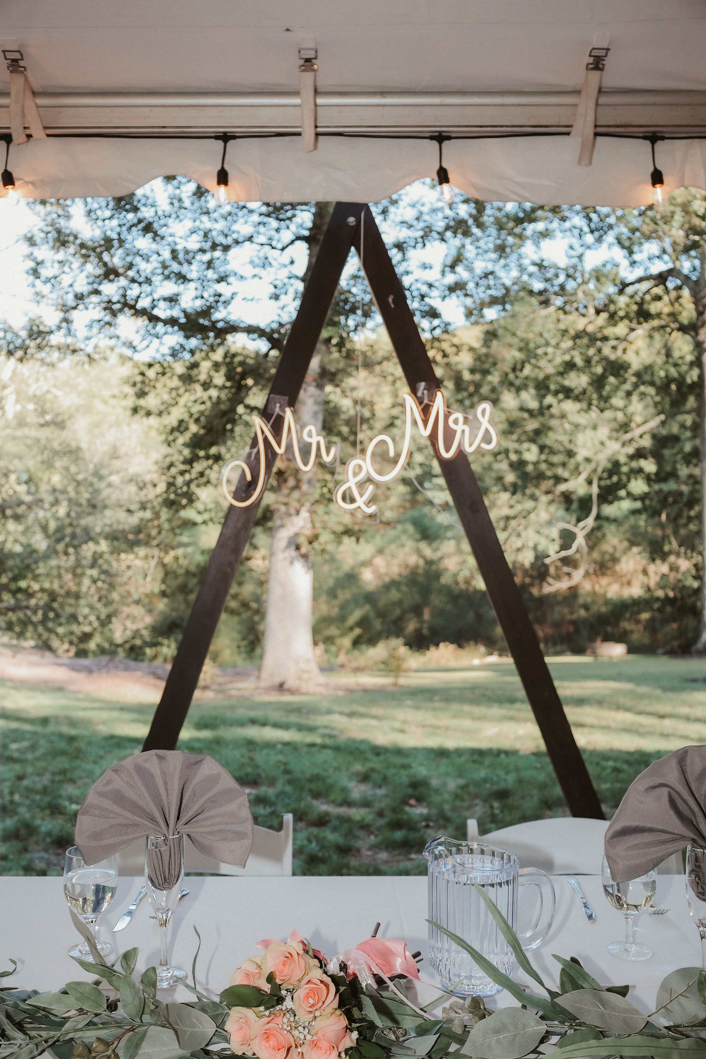 Outdoor wedding reception at Bell Tower Estate